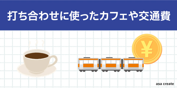 打ち合わせに使ったカフェや交通費