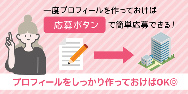 プロフィールをしっかり作っておけば応募ボタンクリックで簡単応募！